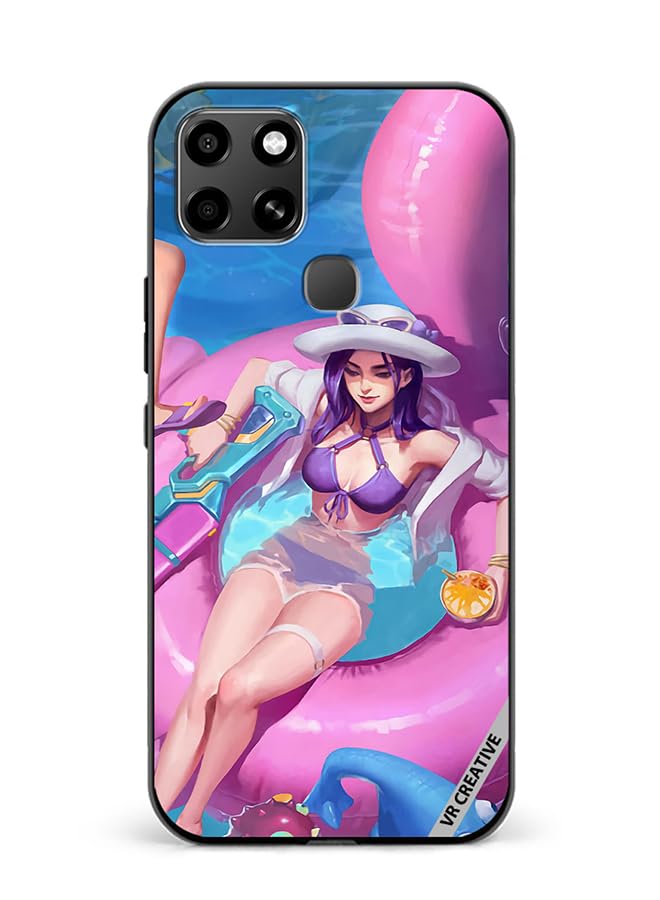 VR Creative Protective Case Cover For Infinix Smart 6 Caitlyn Pool party League Of Legends Design Multicolour