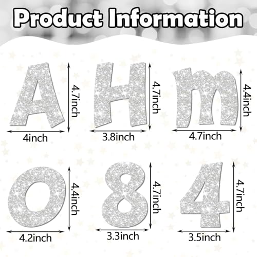 Image of Colarr 216 Pcs Silver Glitter Bulletin Board Letters for Classroom Number Alphabet Punctuation Symbol Cutout 4'' Die-Cut Poster Letter with Adhesive Dot School Party Graduation Decor Display