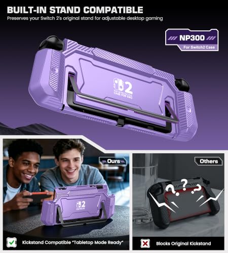 Image of Dockable Purple Case for Switch 2,[Exclusive Pop-up Joy-Con Quick Release][Military-Grade Protection][Stand Compatible] Switch 2 Protective Case with Ergonomic Grip, Shell for Switch 2 Console