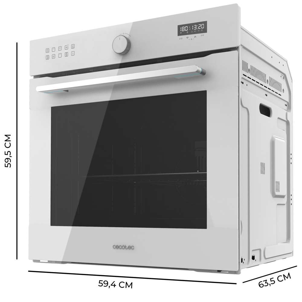 Cecotec Four Encastrable Multifonction 60 cm Bolero Hexa AF316000 Glass White A 3400 W, 81 L, 11 Fonctions avec Airfryer Master, Pizza Master, Steam Assist, Steam EasyClean, 3D Cooking, Defrost - 2