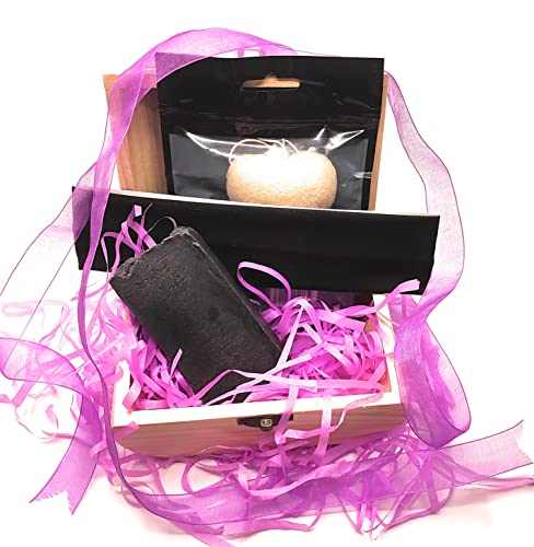 Jabones Naturales con Carbon Activo - Jabon Facial Vegetal Exfoliante Vegano Ecologico Artesanal Aceite Esencial Para Cara Puntos Negros y Piel Grasa Kit Mujer Regalo Esponja Konjac (carbón activo)