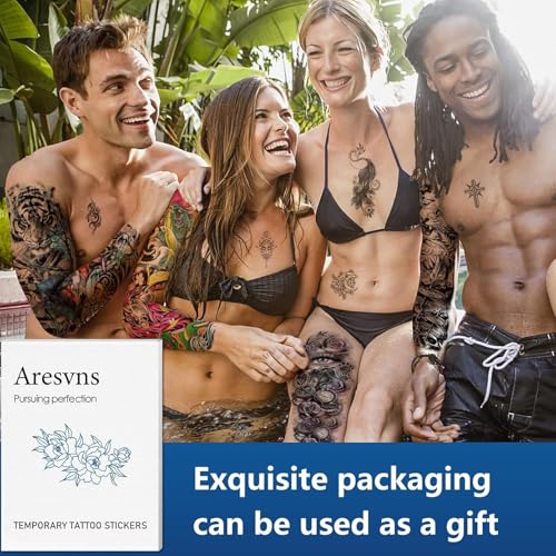 Image of Aresvns Flowers Full Arm and Half Sleeves Temporary Tattoo for Women Girls