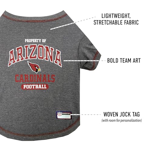 Image of NFL Arizona Cardinals Dog T-Shirt for Pets, Size X-Large. Officially Licensed Pet Shirt with Team Logo, Soft Stretchable Comfort Fit Apparel for Dogs & Cats