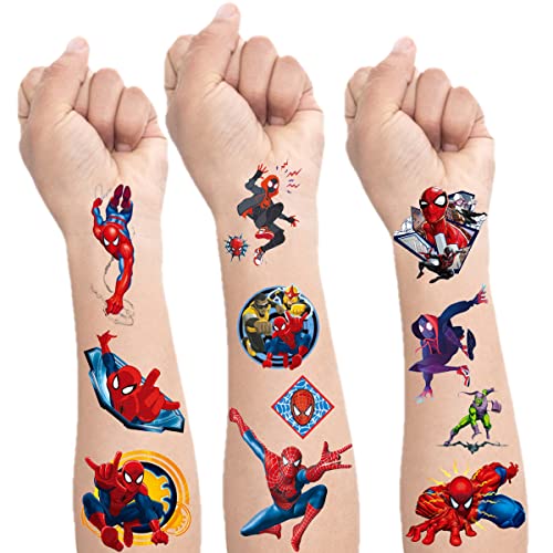 12 Sheets Spider Men Temporary Tattoos Stickers For Kids, Spider Birthday Party Supplies Decorations Party Favors, Gifts For Boys Girls School Classroom Rewards #TOP19
