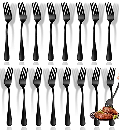 12 Pcs Black Forks Silverware Top Food Grade Stainless Steel Forks Silverware Set 8 Inches Mirror Polished & Dishwasher Safe New Apartment Essentials