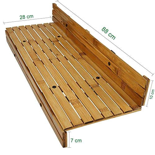 DE-COmmerce Table Suspendue pour Balcon en Bambou Balustrade de Balcon Table de Balcon Table Suspendue Bar de Balcon (L x l x H) 88 x 28 x 17 cm – Image 3