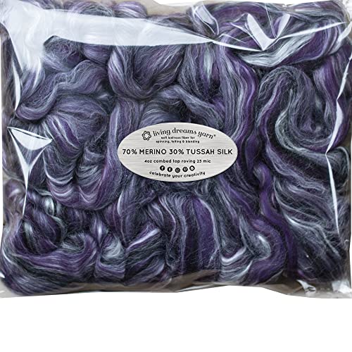 Silk Merino Fiber For Spinning. Super Soft Combed Top Wool Roving For Hand Spinning, Wet Felting, Nuno Felting, Needle Felting, Soap Making, Paper Making And Embellishments. Night Out #TOP20