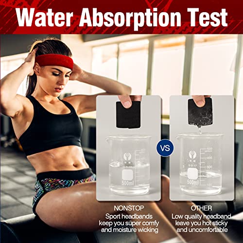 Sweatbands Sports Headband For Men & Women, Moisture Wicking Hairband Athletic Towel Headbands Cotton Head Sweat Bands For Running, Cycling, Yoga, Spa (4 Pack) #TOP6