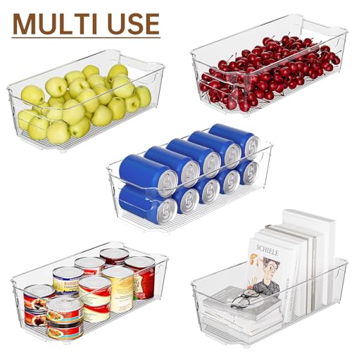 Image of incostar Clear Fridge Organizer, Refrigerator Organizer Bins with Handle, Freezer, Kitchen Cabinet, Pantry Organization, BPA Free Fridge Organizers (12.4 inch 10 Pack)