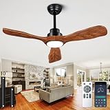 42 In Wood Ceiling Fan with Light,Noiseless Reversible DC Motor with Remote