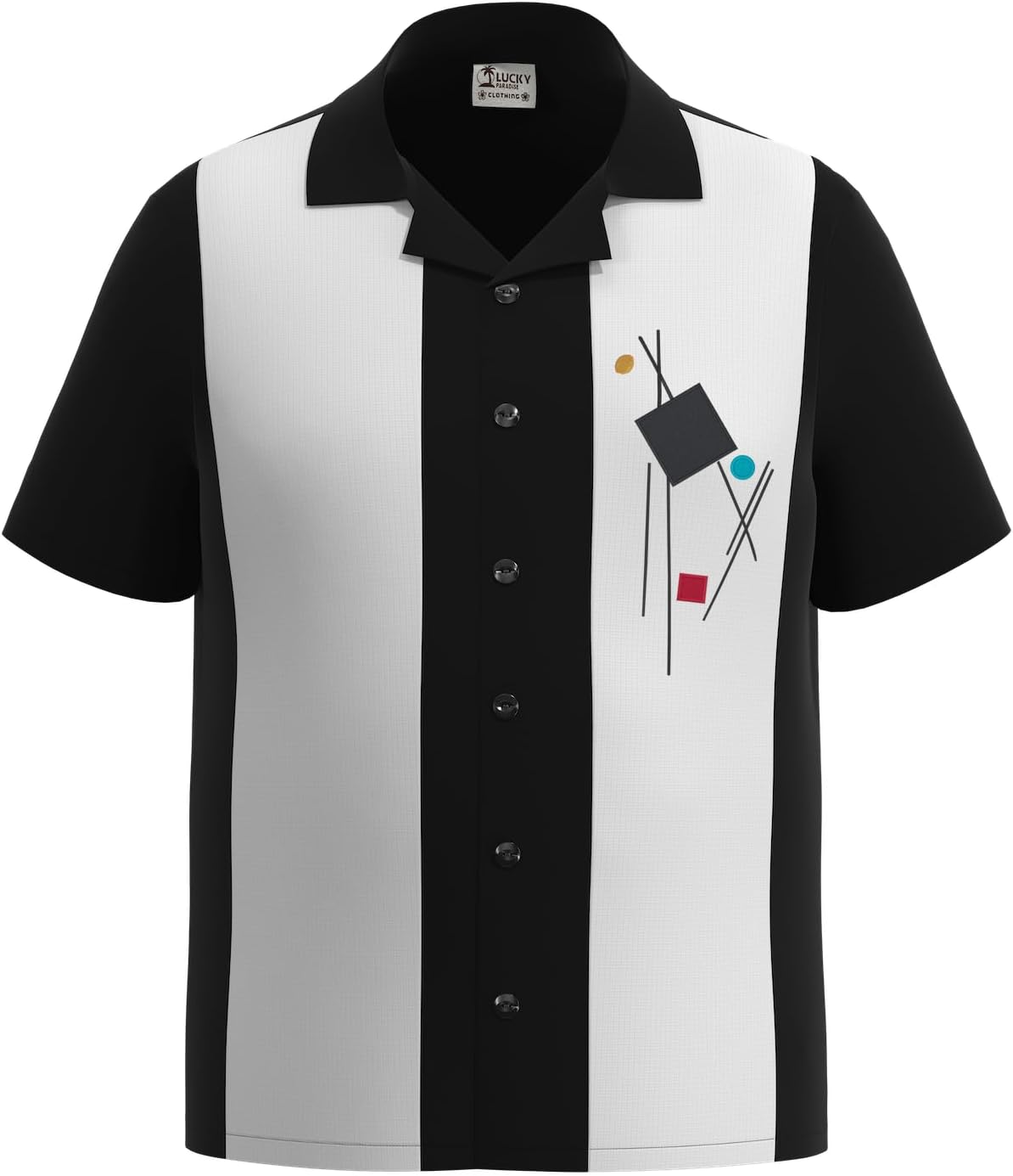Mens Big and Tall Retro Bowling Cuban Collar Camp Shirt ~ Short Sleeve Mid Century Flair