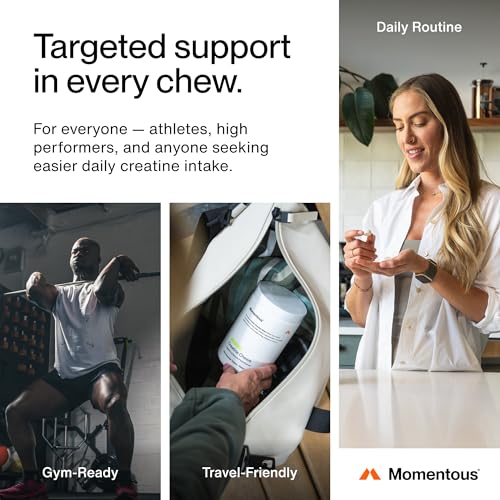Image of Momentous Creatine Chews - Creatine Monohydrate - Supports Strength, Lean Muscle, & Recovery for Men & Women - NSF Certified for Sport - 150 Chewable Tablets - Lemon Lime