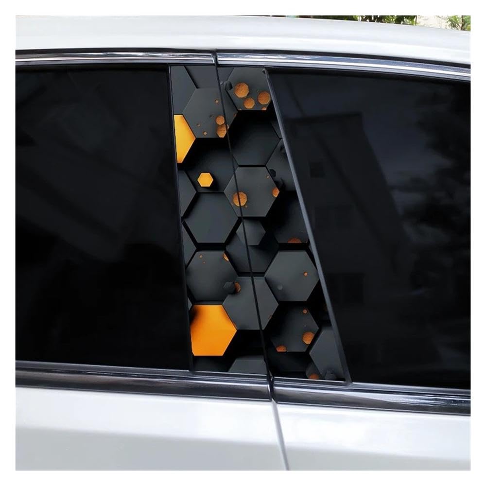 Autocollants nid d'abeille pilier B voiture - Lot de 2 films étanches DIY Type J