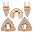 5pcs mixed universal carbide oscillating tool blades set, HEMUNC quick release oscillating saw blades accessories kit for tile grout mortar concrete masonry