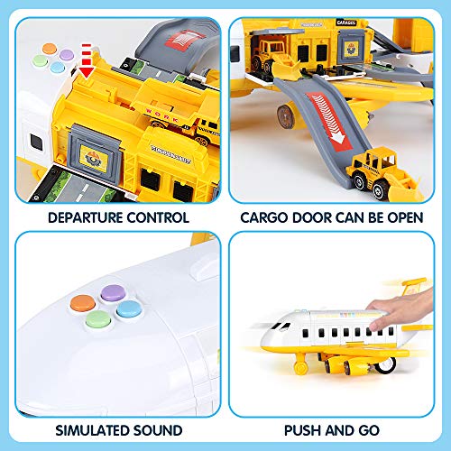 25 Pack Transport Construction Airplane Toy Play Vehicles Set For Kids Gifts, With 6 Construction Die-Cast Toy Truck, 11 Road Signs-Suitable For 3 4 5 6 Year Old Boys And Girls #TOP4