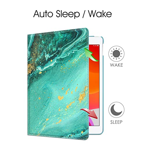 Image of Fintie Rotating Case for iPad 9th Generation (2021) / 8th Generation (2020) / 7th Gen (2019) 10.2 Inch - 360 Degree Rotating Stand Cover with Pencil Holder, Auto Wake Sleep, Aqua Wave