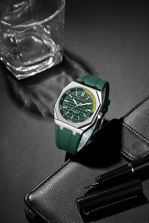 Image of Daniel Hechter Paris Monceau Collection Analoge Watch for Men with Textured Octagone Dial and Silicon Strap-DHM1008