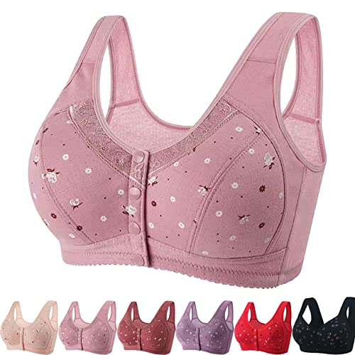 Daisy Bra, Lisa Charm Bras, Lisa Charm Bras Front Snaps Comfortable & Convenient Front Button Bra, Full Coverage Bras (Bean Paste,36)