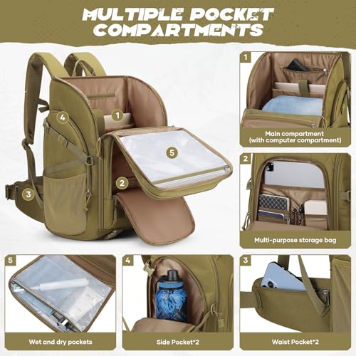 Maelstrom Tactical Backpack for Men, 40L Military Backpack,Water Resistant Assault Pack for Women, 3-Day Bug Out Bag for Hiking, Camping, Gym with Molle System-Khaki - Image 4