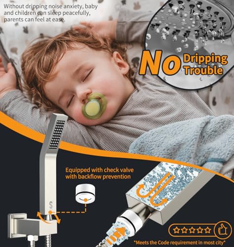 image for SR SUN RISE Shower Faucet Set Bathroom Square Rain Shower Head with Ha