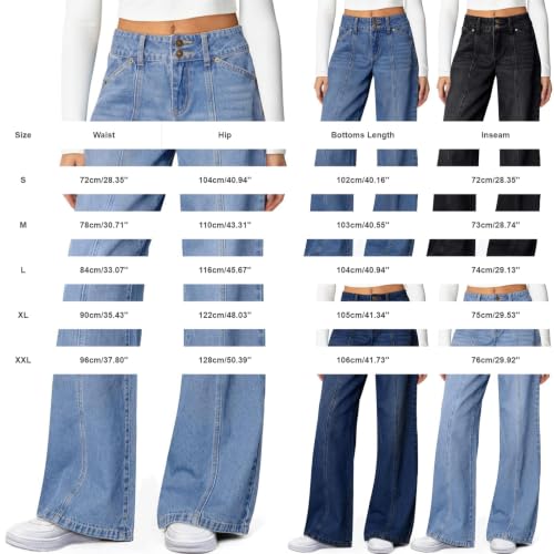 Sweatpants Jeans for Women High Waisted Wide Leg Baggy Denim Pants Blue - image 6