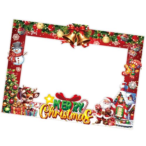 HEEZOU Decoraciones reciclables para cabina de fotos para fiestas navideñas, actividades creativas de temporada y marcos de exhibición personalizables, accesorios para fotomatón temático de vacaciones