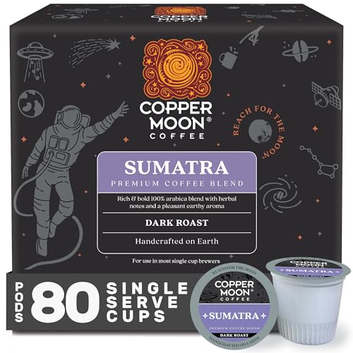 Image of Copper Moon Single Serve Coffee Pods for Keurig K-Cup Brewers, Dark Roast, Sumatra Blend, 80 Count