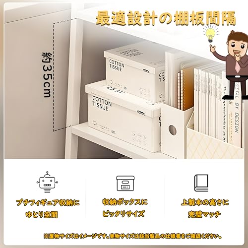 Asakusaen オープンラック 4段収納ラック 本棚 オープンシェルフ 通気メッシュ棚板 台形設計 カーボンスチール製 おしゃれ 大容量 多機能 錆びにくい 組み立て簡単 幅60cm ホワイト [5]