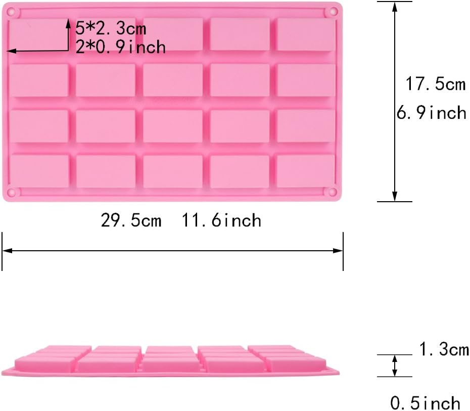 Tomnk 20 Cavity Rectangle (2"x1") and 16 Cavity Oval (2"x1") Silicone Mold for Soap Candy Chocolate Cake with Sealed Bags of Decorative Design