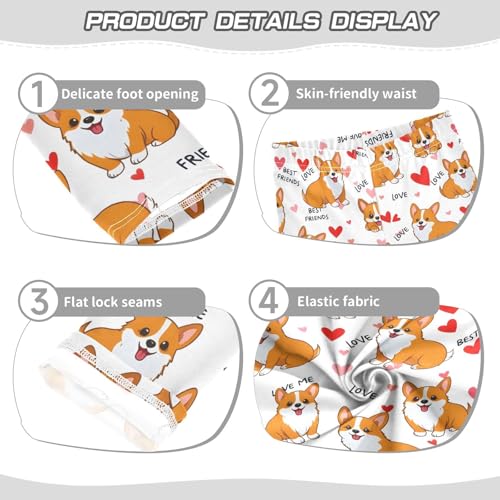 Corgi Puppy Love Heart Girls Leggings Ultra Soft Compression Yoga Gym Pants for Kids 4-10T3