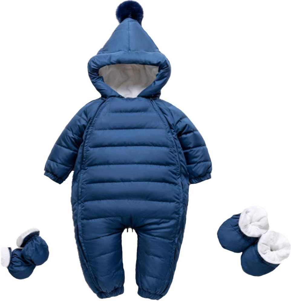 Waterproof Down Filled Baby Snowsuit Fleece Lined Light Weight-with Gloves&Shoes
