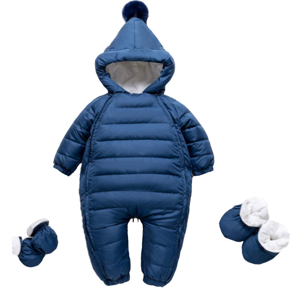 Y·J Back home Waterproof Down Filled Baby Snowsuit Fleece Lined Light Weight-with Gloves&Shoes