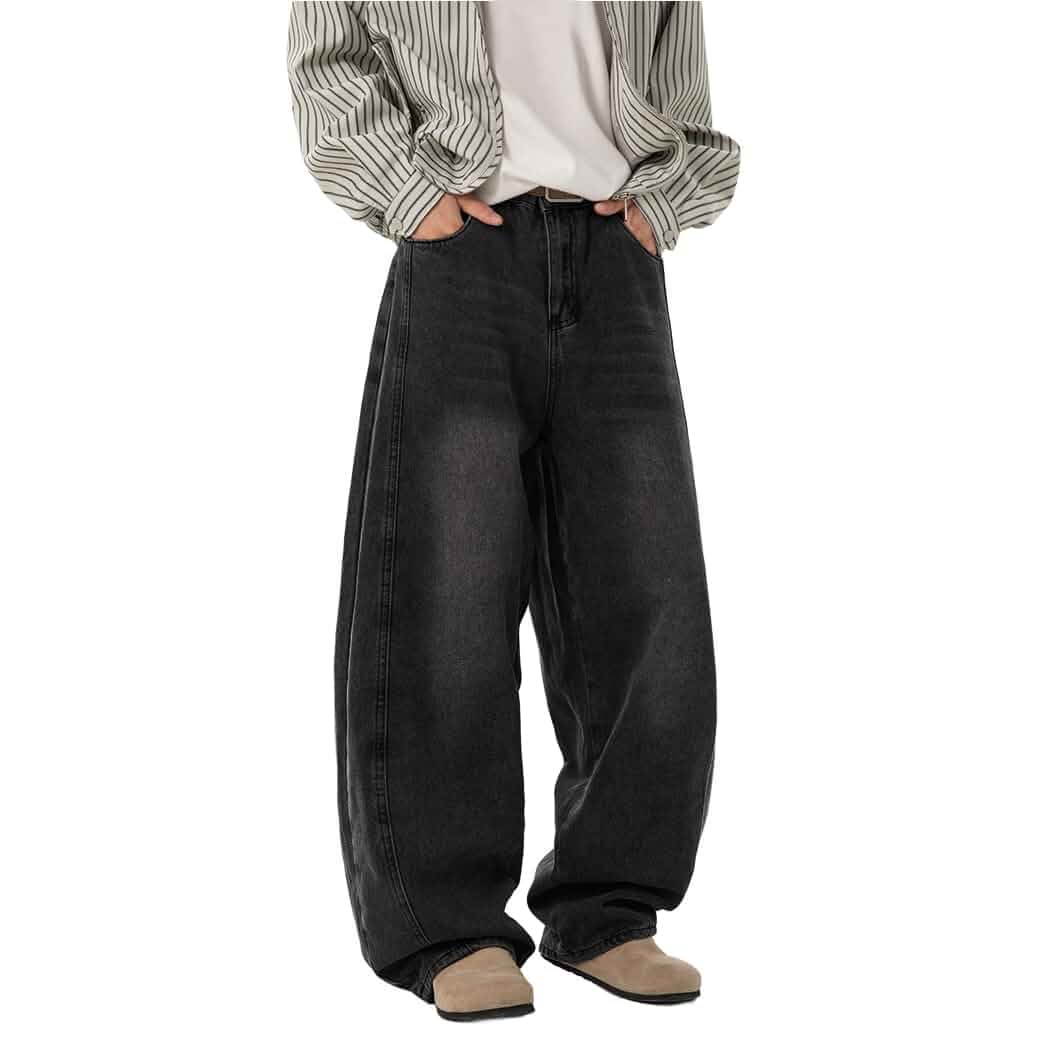 AIFARLD Mens Baggy Jeans Wide Leg Denim Pants Hip Hop Casual Loose Fit Long Trousers Streetwear Y2K Jeans