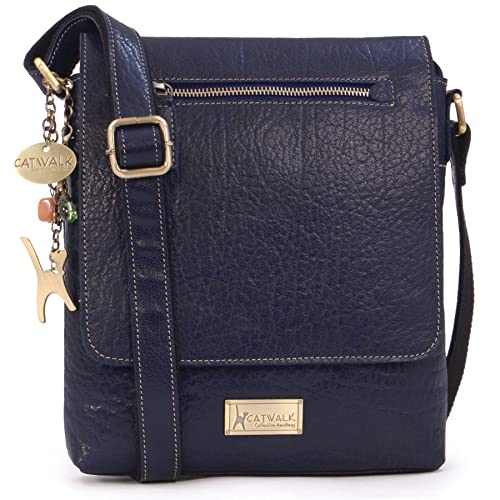 Leder Umhängetasche Damen - Crossbody Bag/Messenger Bag Mittelgroß - Verstellbarer Schultergurt - ANJA