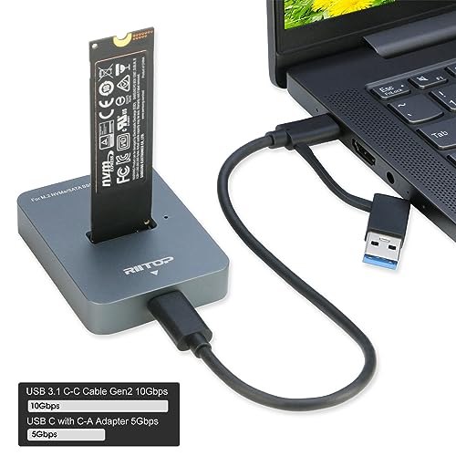 RIITOP Dock USB-C para M.2 NVMe y SATA SSD miniatura 6