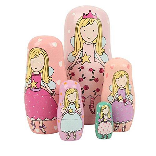 UNIGIFT Set of 5 Cutie Lovely Cartoon Pink Green Puprle Angel Princess