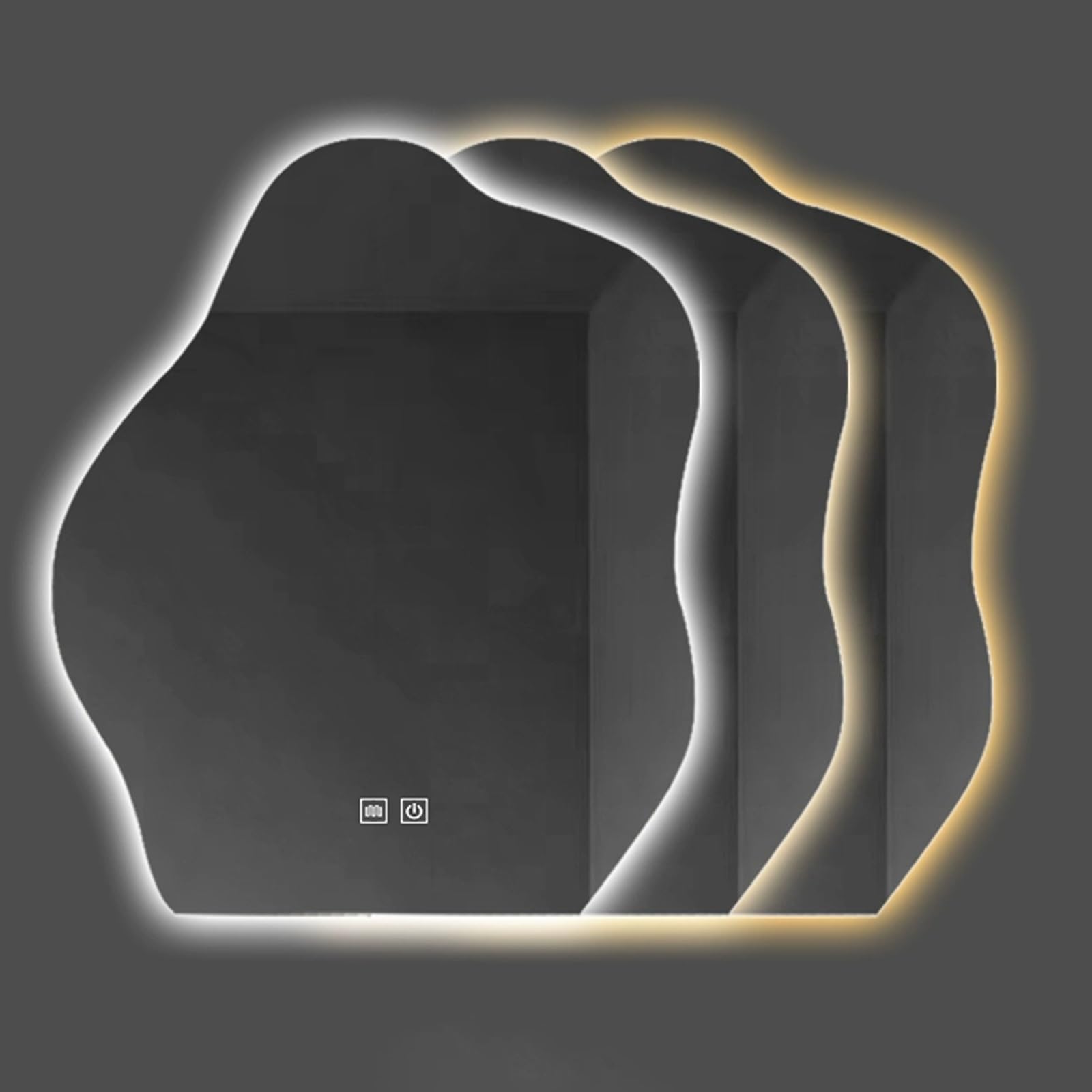Miroir de courtoisie LED nuage anti-buée - Miroir de maquillage mural pour salle de bain