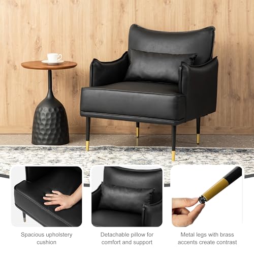 Sillón Moderno Metal Negro con Cojín Suave miniatura 5