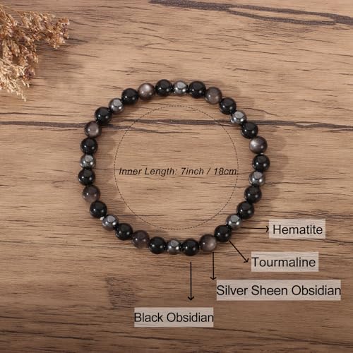 Triple Empath Protection Bracelet for Women Men, Natural Healing Crystal Bracelet2