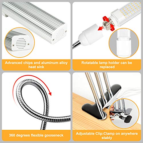 Grow Light, Ankace Full Spectrum Grow Lamp, Tri Head Gooseneck Plant Lights for Indoor Plants with Replaceable Bulb - Thumbnail 2