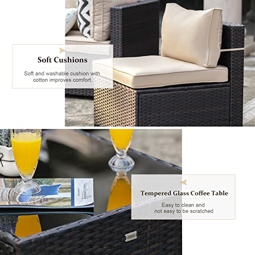 Natural Expressions 7 Piece Outdoor Patio Furniture Sets,All-Weather Wicker Sectional Sofa Patio Furniture Conversation Set,Tempered Glass Table & Washable Cushions For Backyard,Porch,Garden,Balcony… #TOP3