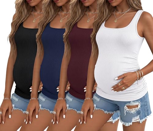 10 Best Maternity Tops That Keep You Stylish and Comfortable 5 Ekouaer Maternity Tank Tops (4 Pack)