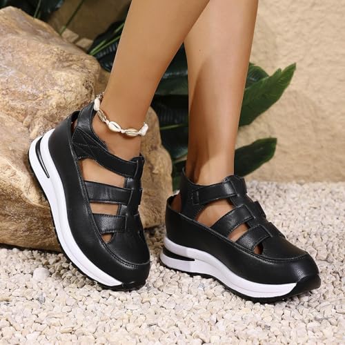 Orthopedic Sandals for Women,Women's Fashion Sneakers Closed Toe Platform Women Hollow Out Wedge Breathable Comfortable Arch Support Walking Dress Plus Size Business Casual Shoes3