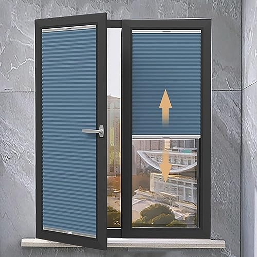 Persianas celulares sin cordones, plisadas, de arriba hacia abajo, con aislamiento térmico y reducción de ruido, oscurecimiento de habitación, tratamiento de ventana, fácil instalación (41.3 x 78.7