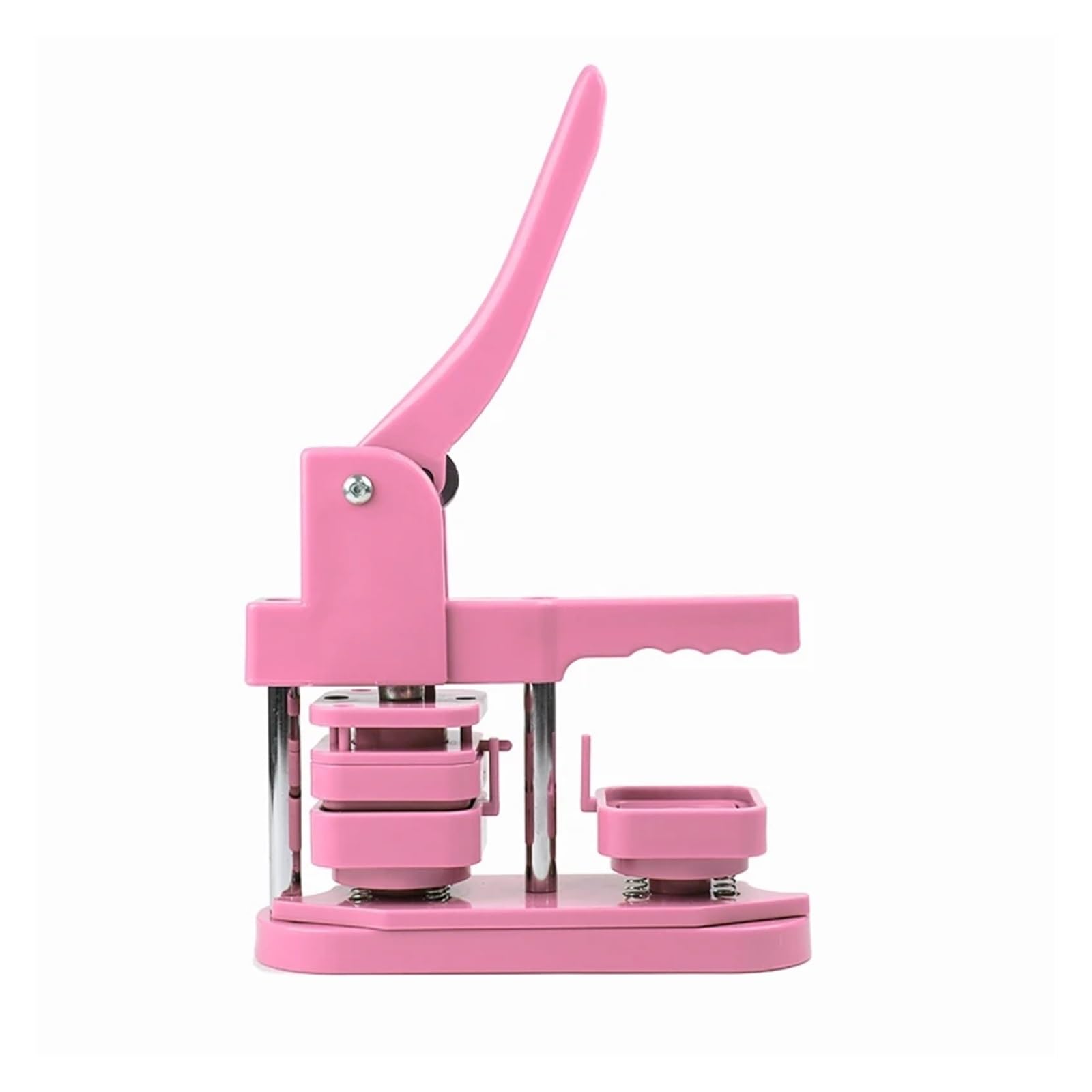 Button Maker Machine 100pcs Square Badge Button Maker 50x50mm Manual Press Machine for DIY Making Pins Metal Art Craft(Roze)