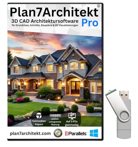 Plan7Architekt Pro 5 - Professionelle 3D CAD Architektur & Hausplaner Software, Grundriss Programm, Raumplaner, Wohnungsplaner