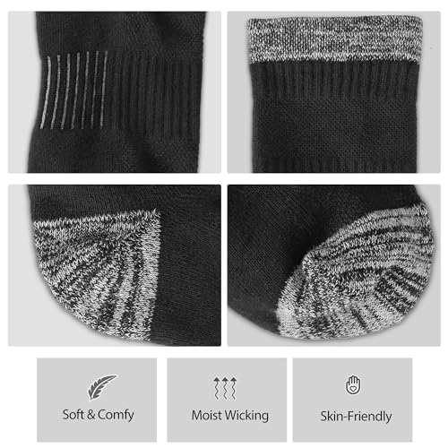Image of BUDERMMY Crew Socks for Women Hiking Athletic Running Walking Cushioned Compression Cotton Socks 6 Pairs