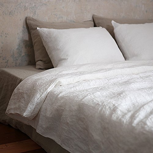 LinenMe Washed Bed Linen Duvet Cover, 86 by 86-Inch, Off White