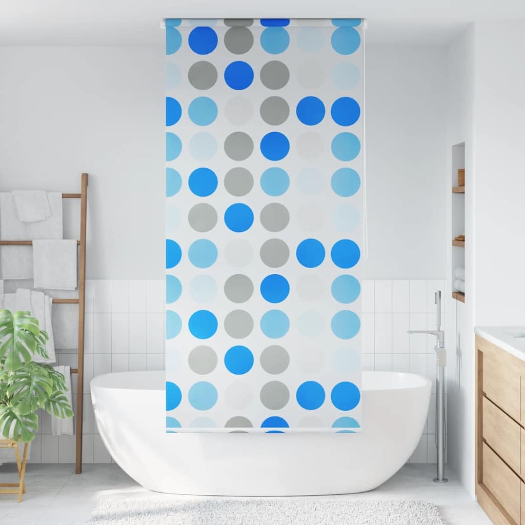 Generico Rideau de douche 100 x 240 cm avec motif cercles, rideau de douche rétractable imperméable en EVA avec corde de traction, facile à monter