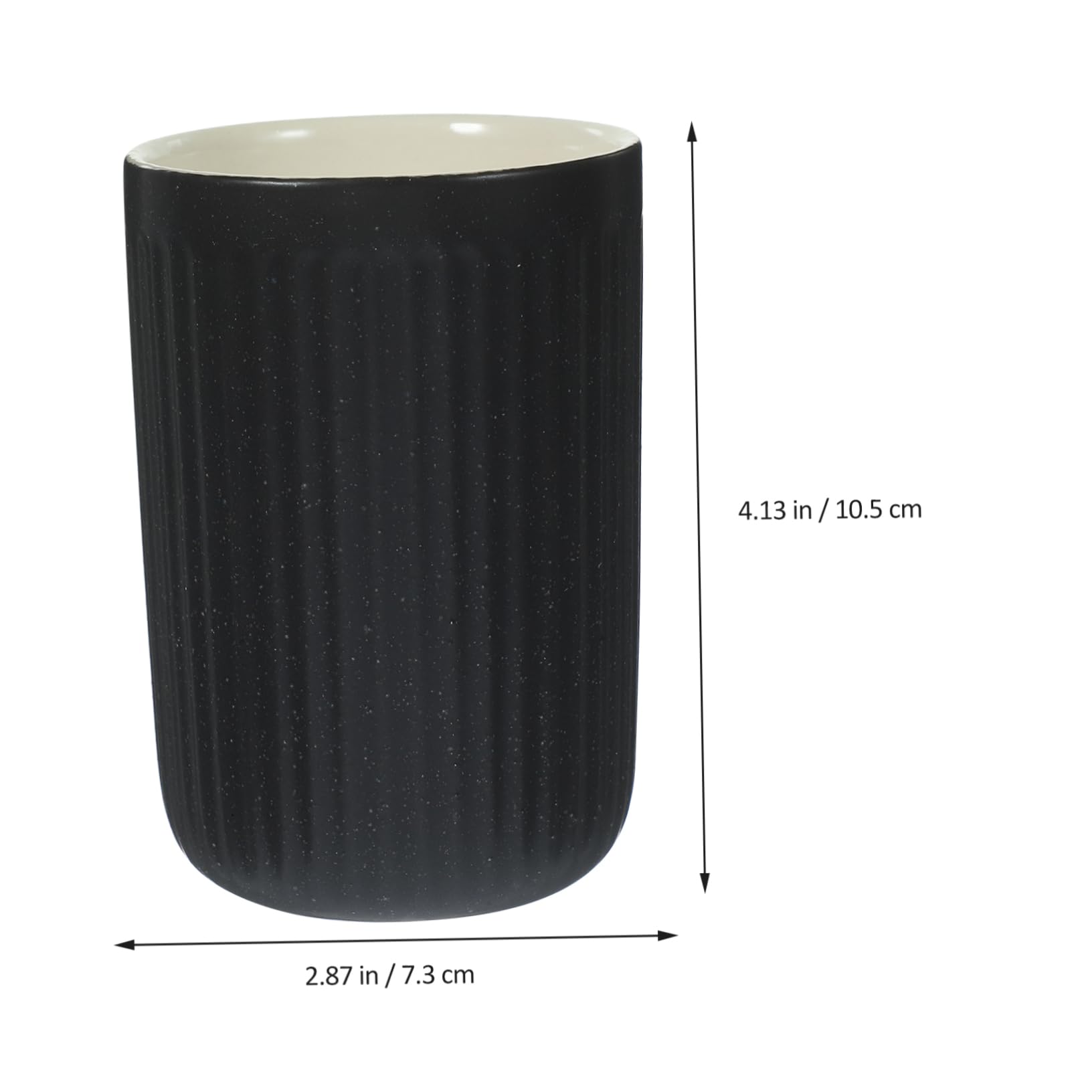 Anneome 2piezas Cepillo de Dientes de Cerámica Retro Tazas de Baño Reutilizables Vaso para Cepillo de Dientes Enjuague Bucal Vaso de Agua Pequeño Negro Líneas Verticales